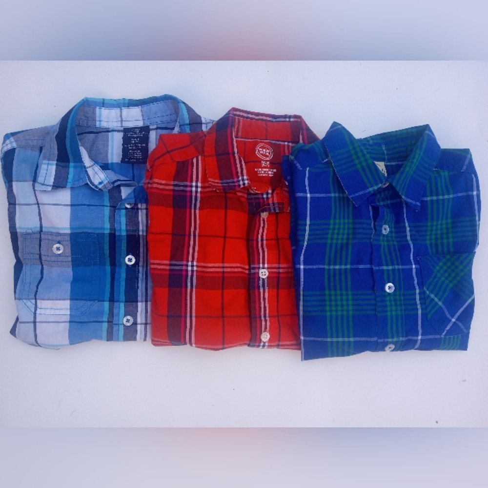Lot Of 2 Faded Glory/1 Wonder Nation Boys Short Sleeve Shirts. Size S 6-7